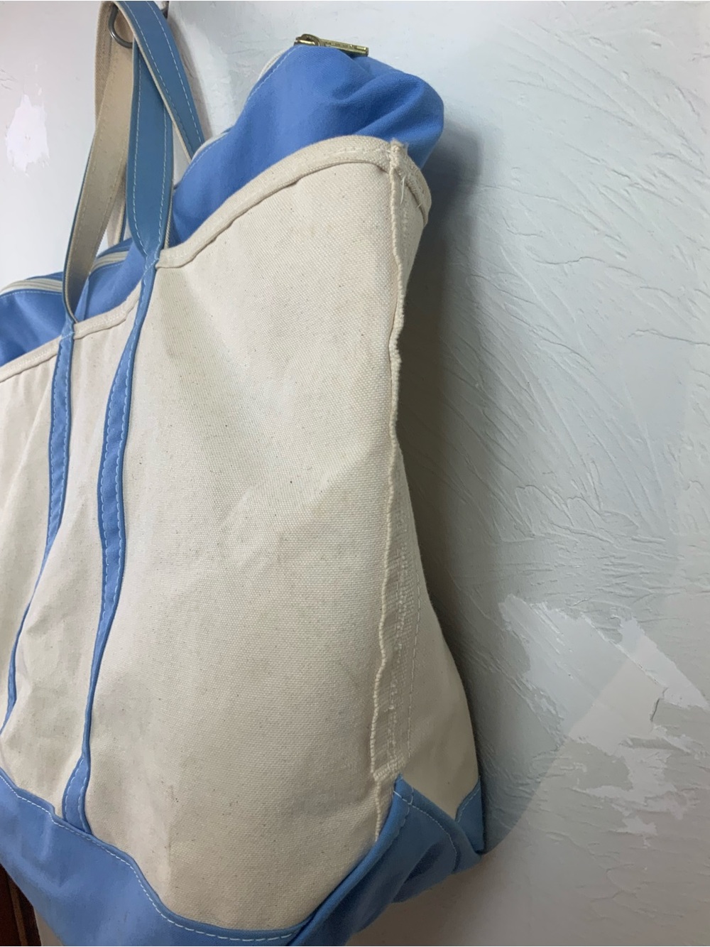 L.L. Bean Boat and Tote Extra Large XL Canvas Bag Zip Top Blue Heavy Duty - Picture 13 of 16
